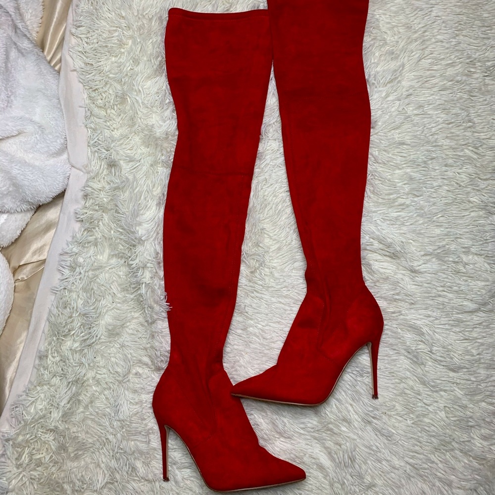 Steve Madden red knee high heels